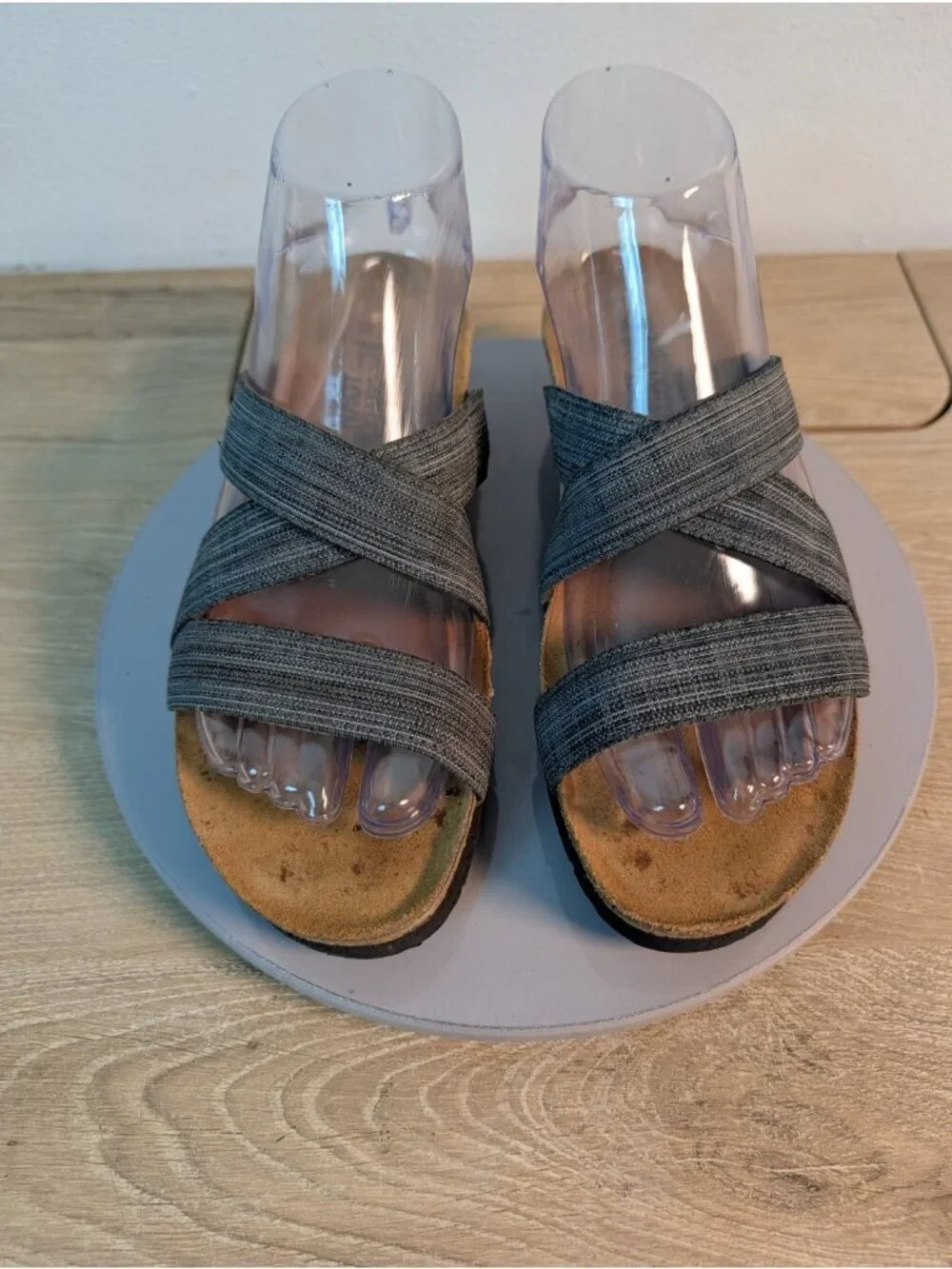 Naot Naomi Women Wedge Sandals Size 38 L7 Casual Comfort Blue Linen Fabric